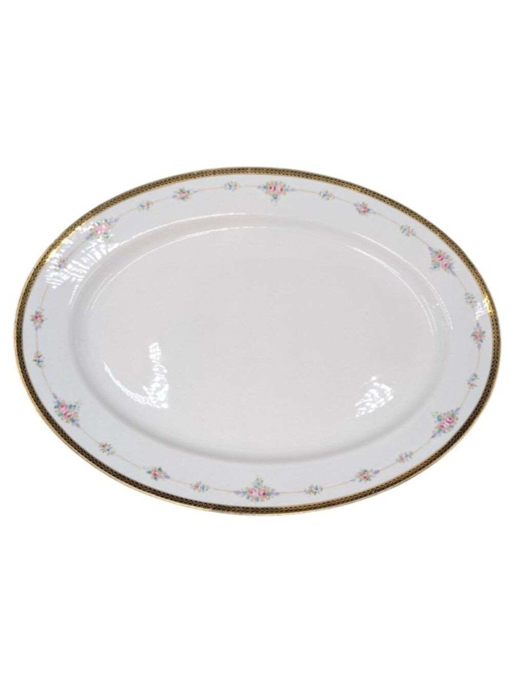 Vtg Noritake M Oval Platter Roses Gold Encrusted Rim N224 Serve Dish Japan 15.5"